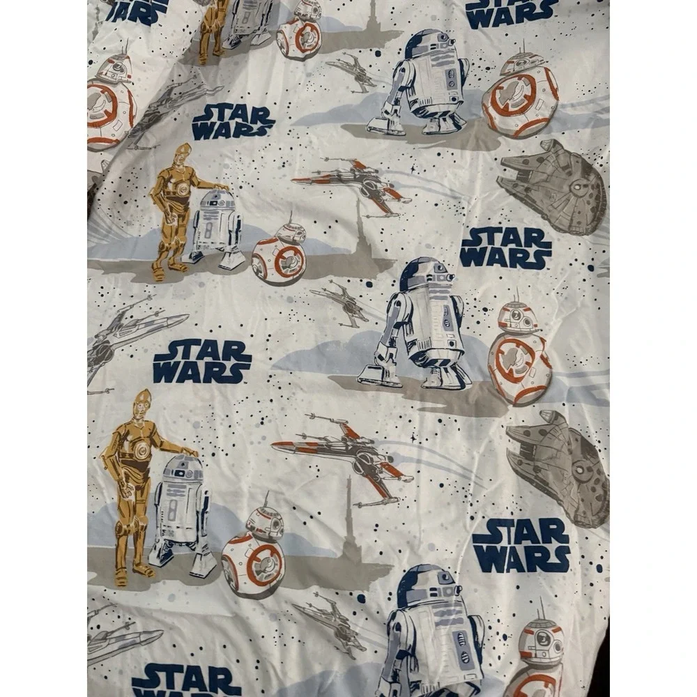 Pottery Barn Kids Star Wars Twin Size Duvet Cover Droid Millennium Falcon CP3O